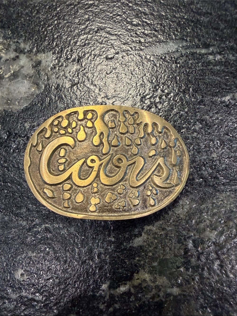 Brass 'Coors' Oval Belt Buckle - Vintage Script